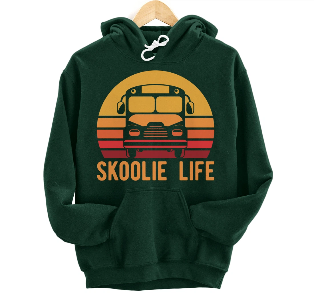 Retro Skoolie Life Converted School Bus Home Lifestyle Pullover Hoodie