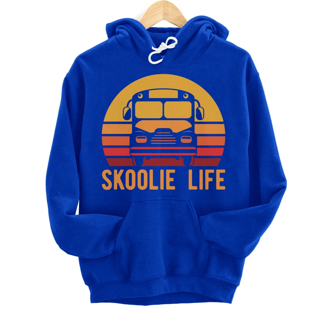 Retro Skoolie Life Converted School Bus Home Lifestyle Pullover Hoodie