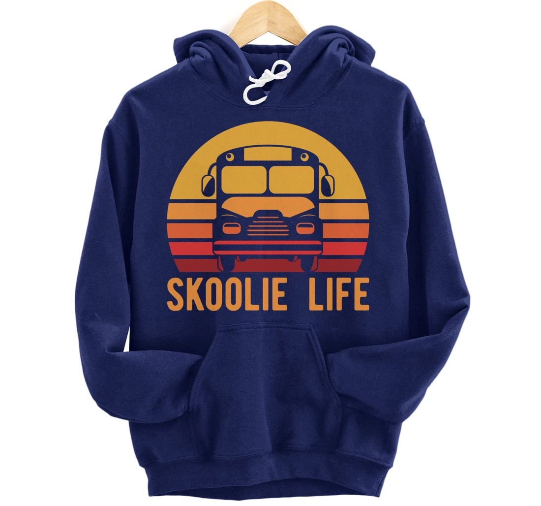 Retro Skoolie Life Converted School Bus Home Lifestyle Pullover Hoodie