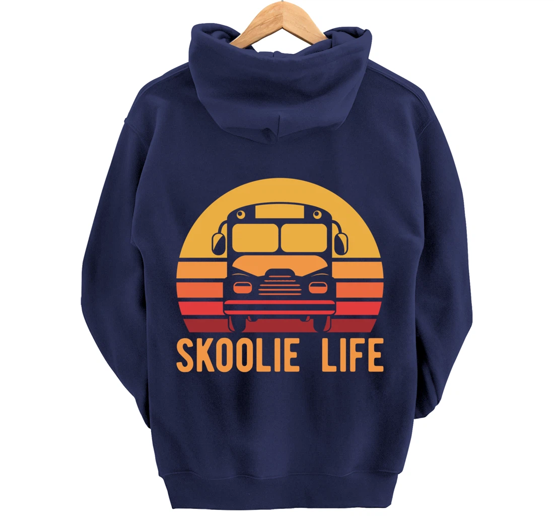 Retro Skoolie Life Converted School Bus Home Lifestyle Pullover Hoodie