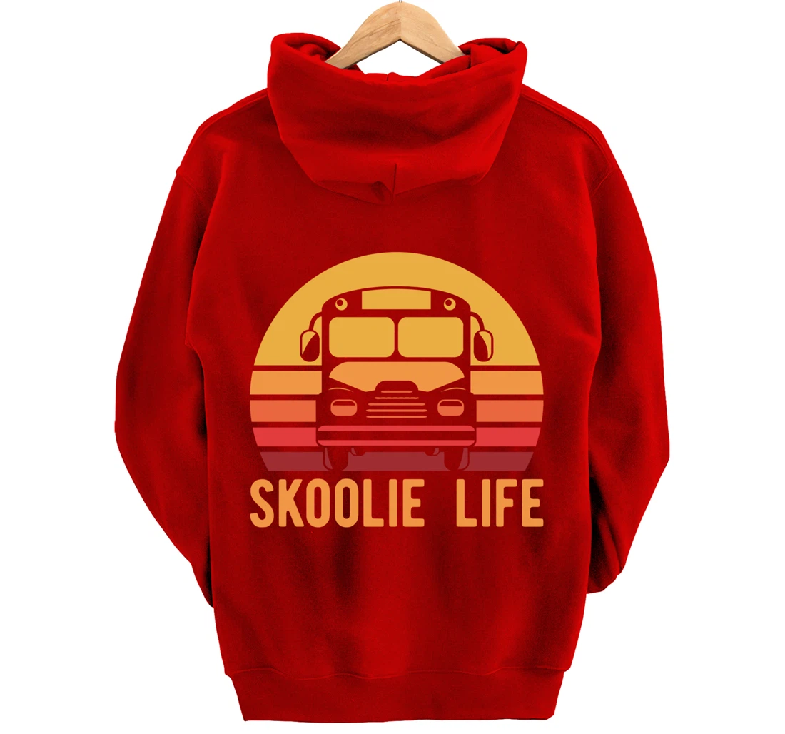 Retro Skoolie Life Converted School Bus Home Lifestyle Pullover Hoodie