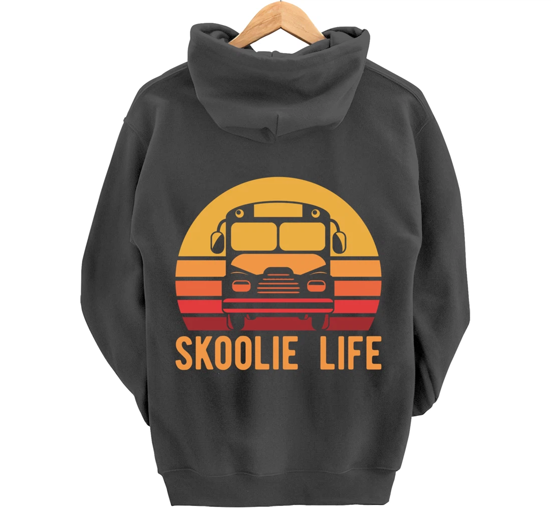 Retro Skoolie Life Converted School Bus Home Lifestyle Pullover Hoodie