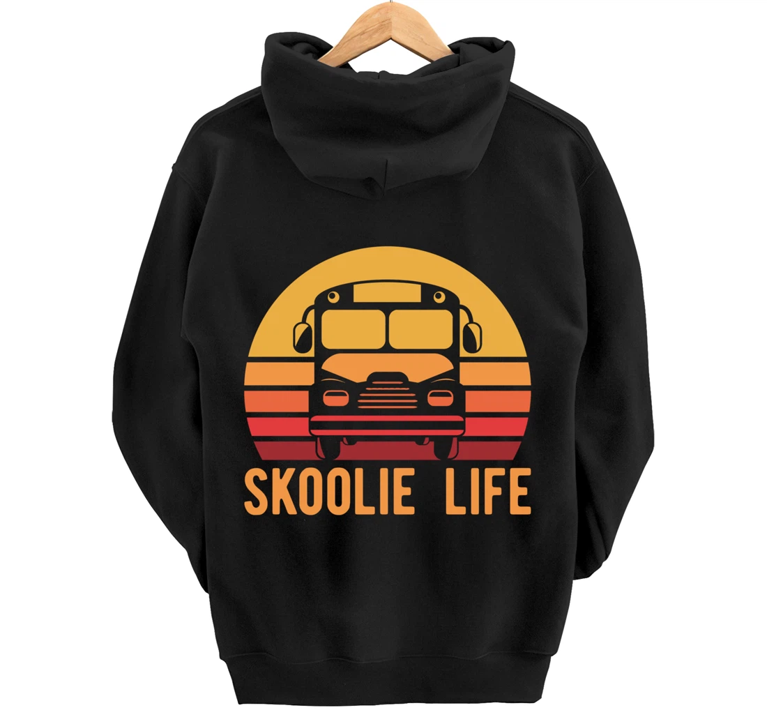 Retro Skoolie Life Converted School Bus Home Lifestyle Pullover Hoodie