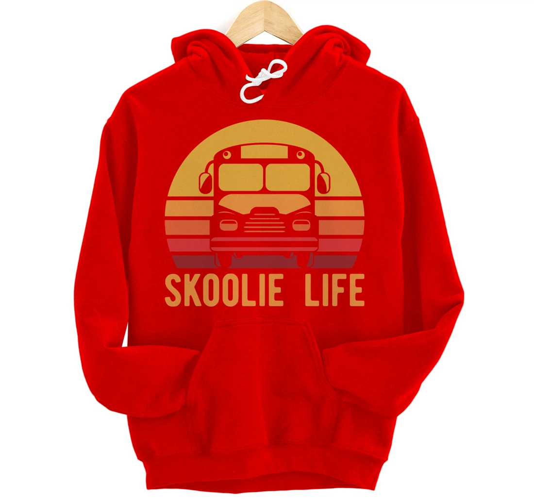 Retro Skoolie Life Converted School Bus Home Lifestyle Pullover Hoodie
