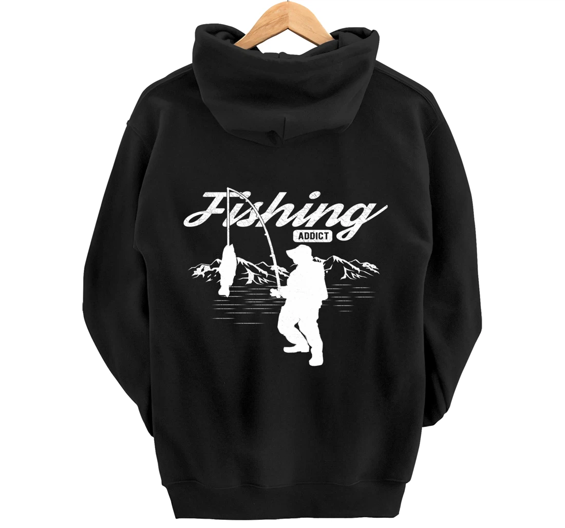 Mens Fishing Graphic Funny Fisherman Gift Fishing For Men Pullover Hoodie