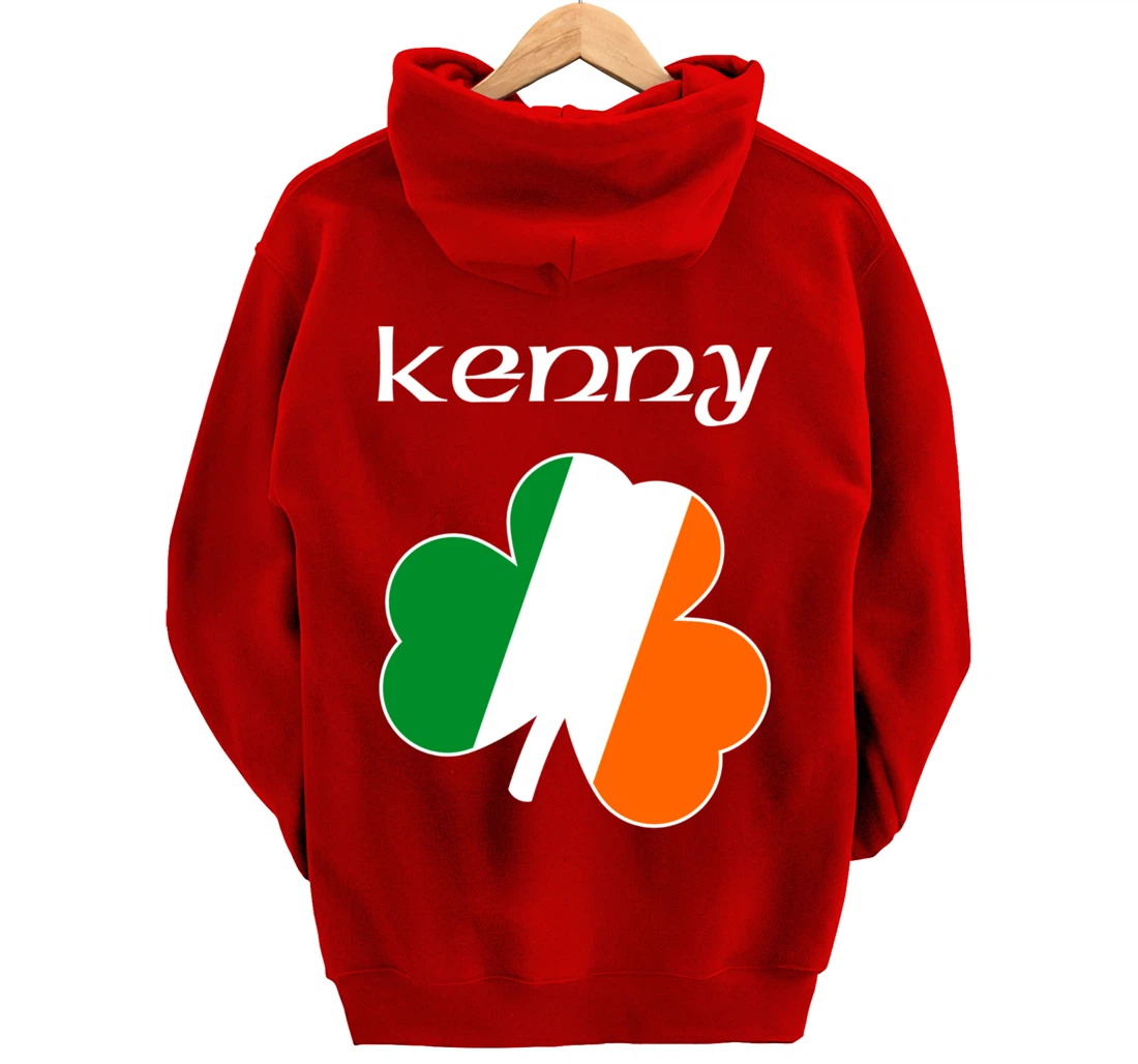 Kenny Irish Last Name Gift Ireland Flag Shamrock Surname Pullover Hoodie