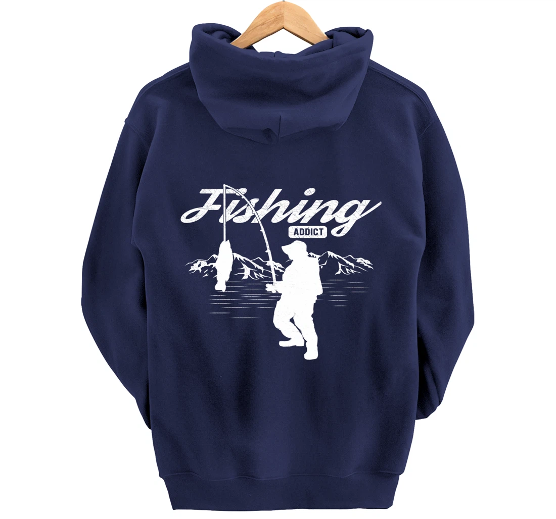 Mens Fishing Graphic Funny Fisherman Gift Fishing For Men Pullover Hoodie