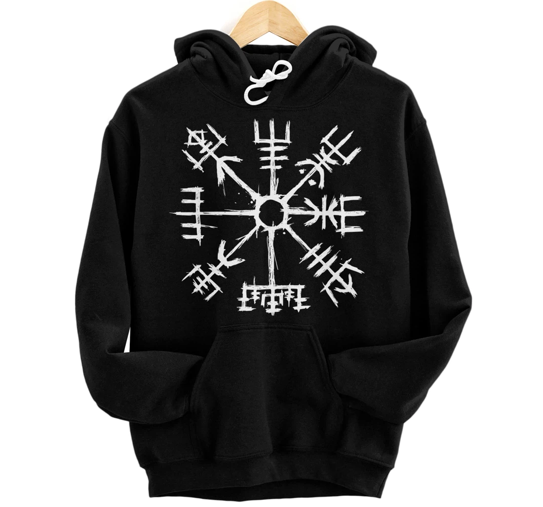 Viking Runic Compass Vegvisir Sketch Pullover Hoodie