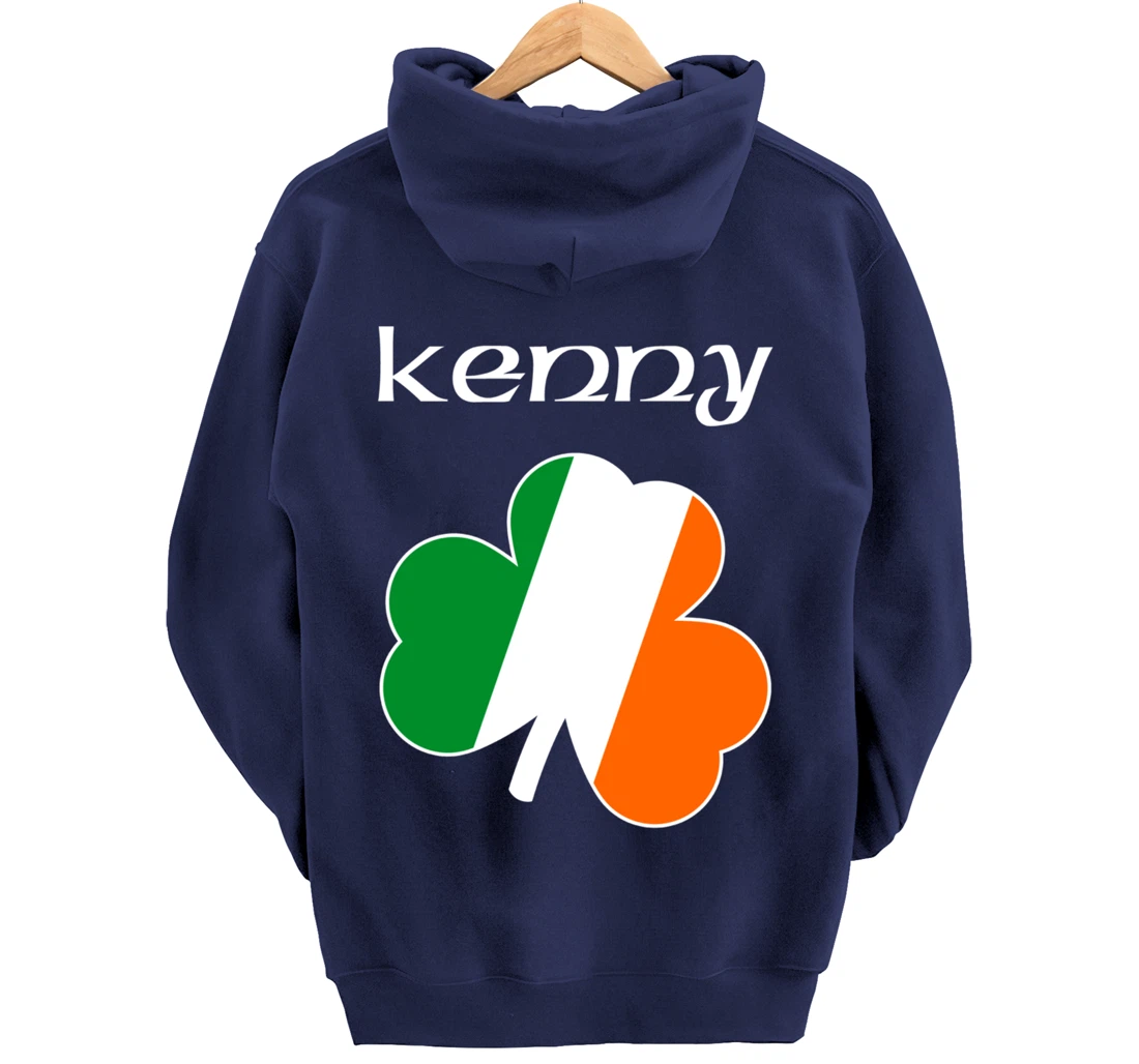 Kenny Irish Last Name Gift Ireland Flag Shamrock Surname Pullover Hoodie