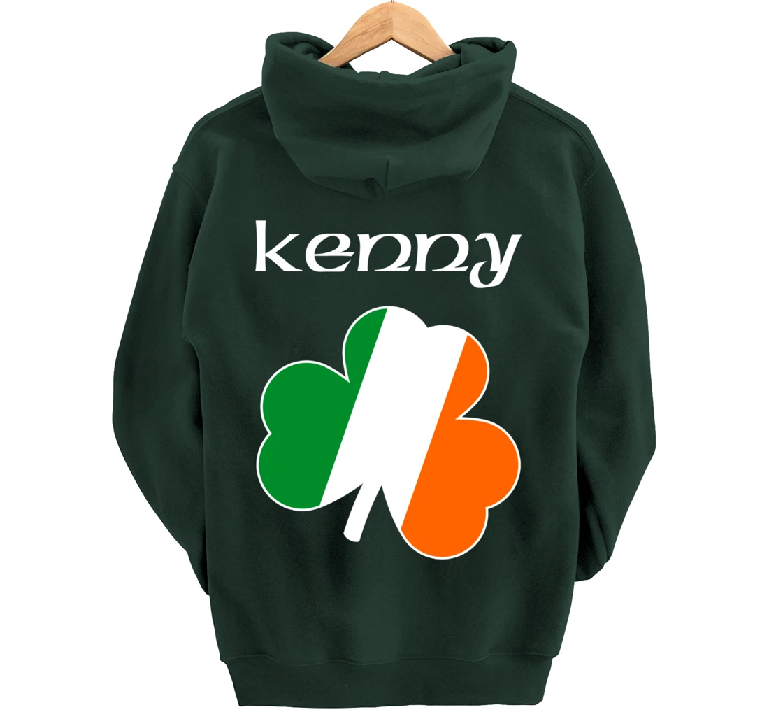 Kenny Irish Last Name Gift Ireland Flag Shamrock Surname Pullover Hoodie