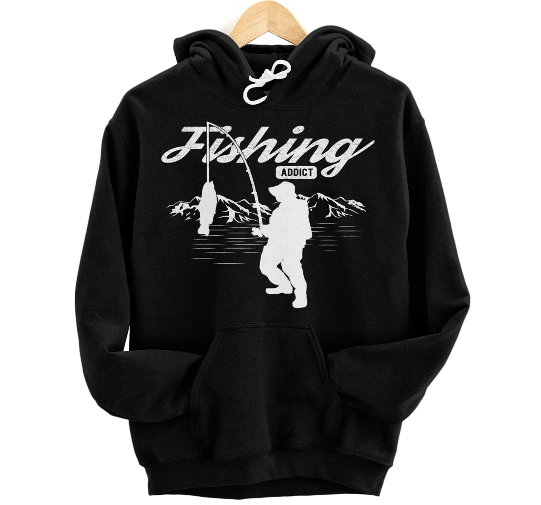 Mens Fishing Graphic Funny Fisherman Gift Fishing For Men Pullover Hoodie