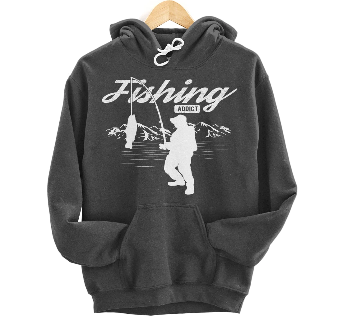 Mens Fishing Graphic Funny Fisherman Gift Fishing For Men Pullover Hoodie