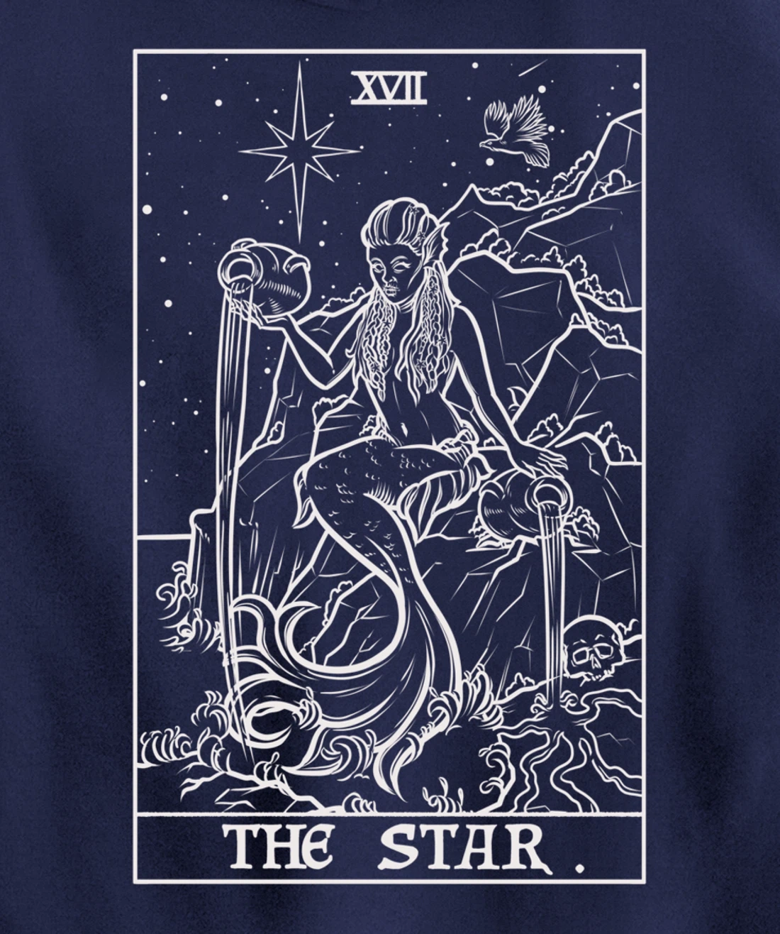 The Star Tarot Card Siren Mermaid Gothic Witch Back Print Pullover Hoodie