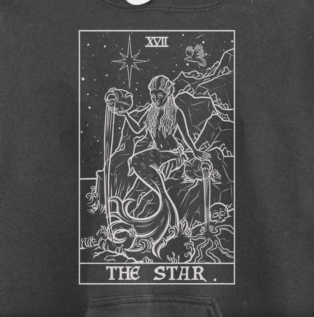 The Star Tarot Card Siren Mermaid Gothic Witch Back Print Pullover Hoodie