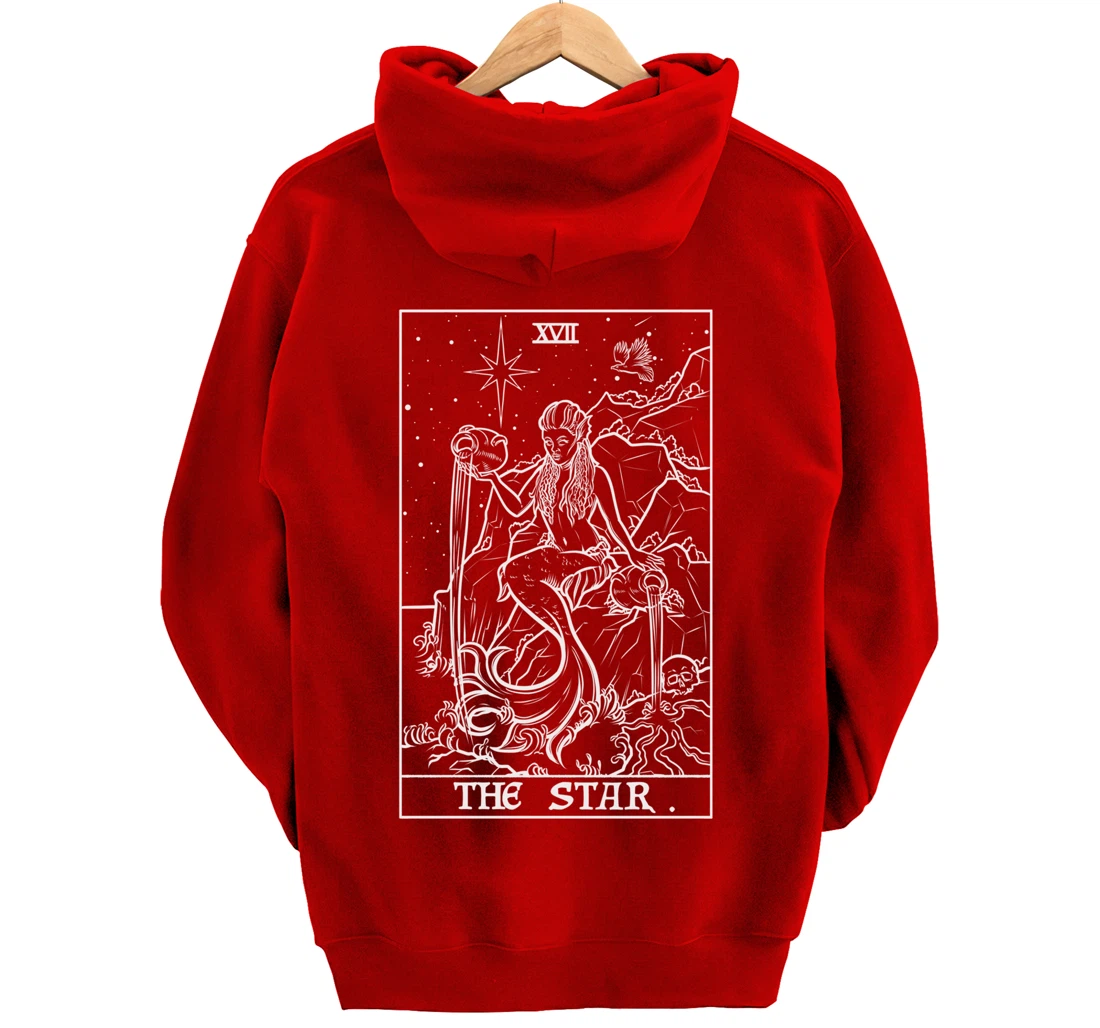 The Star Tarot Card Siren Mermaid Gothic Witch Back Print Pullover Hoodie