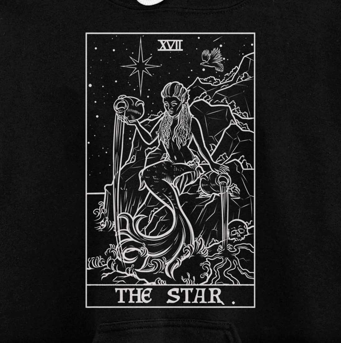The Star Tarot Card Siren Mermaid Gothic Witch Back Print Pullover Hoodie