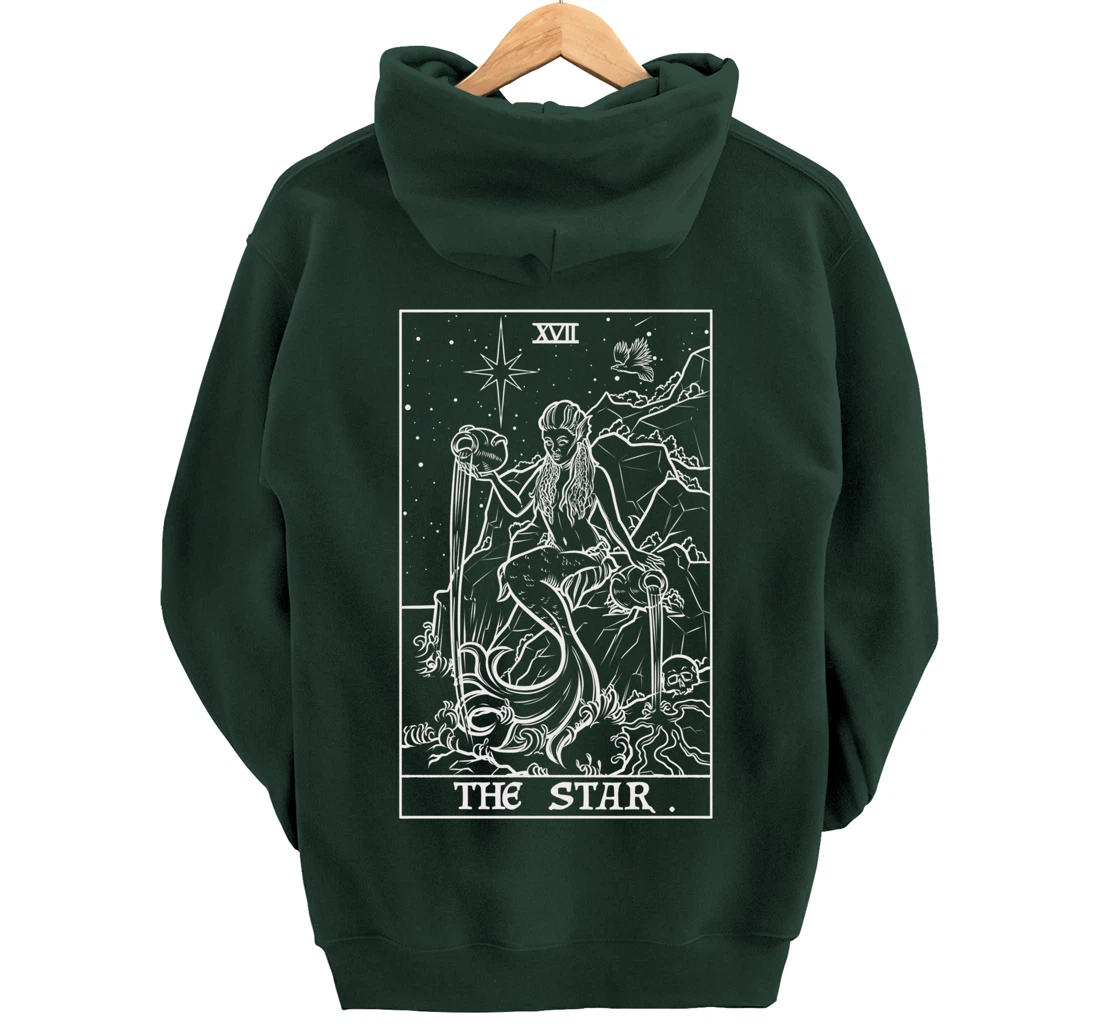 The Star Tarot Card Siren Mermaid Gothic Witch Back Print Pullover Hoodie