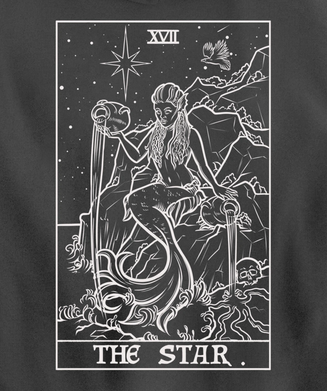 The Star Tarot Card Siren Mermaid Gothic Witch Back Print Pullover Hoodie