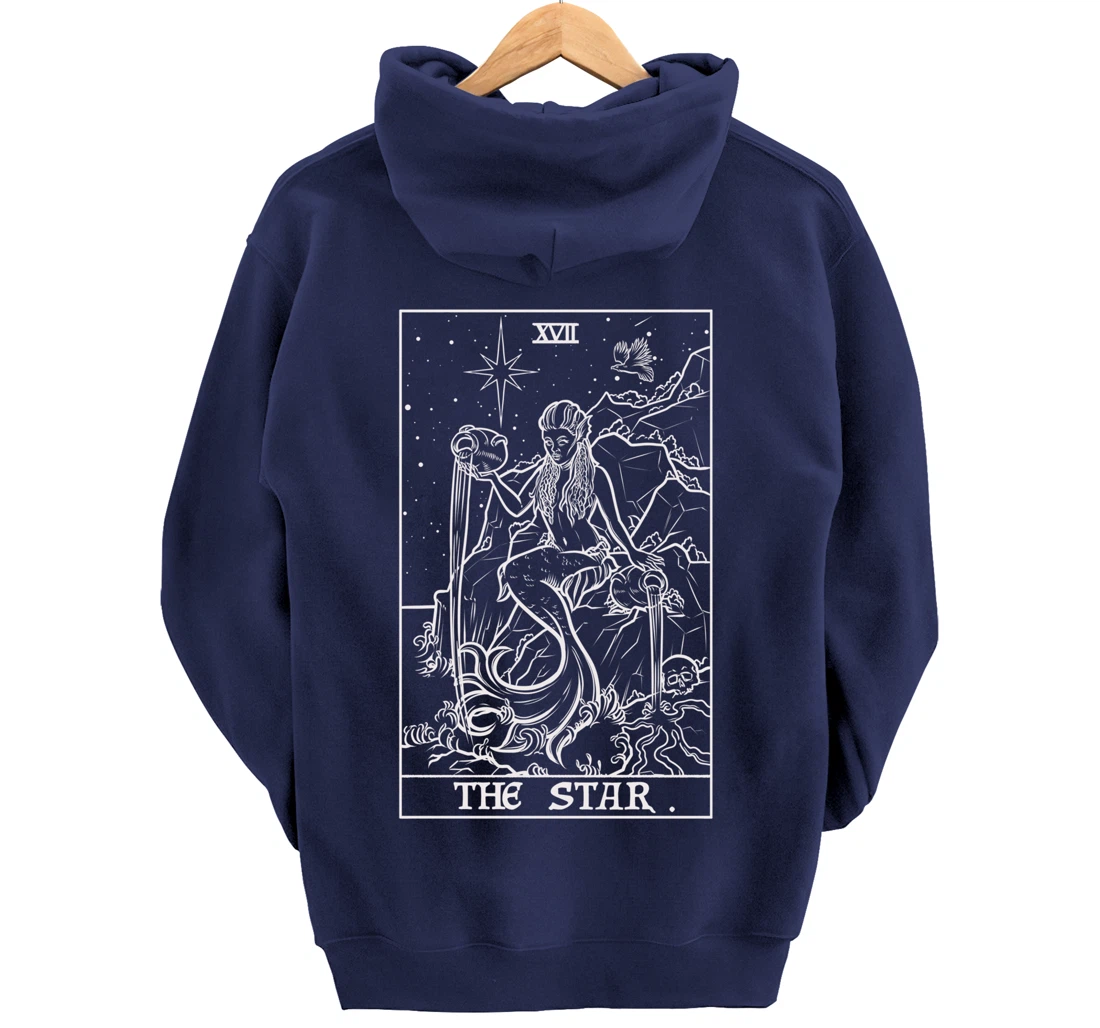 The Star Tarot Card Siren Mermaid Gothic Witch Back Print Pullover Hoodie