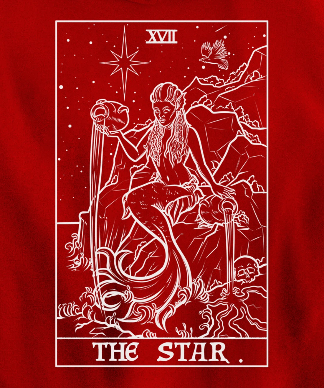 The Star Tarot Card Siren Mermaid Gothic Witch Back Print Pullover Hoodie