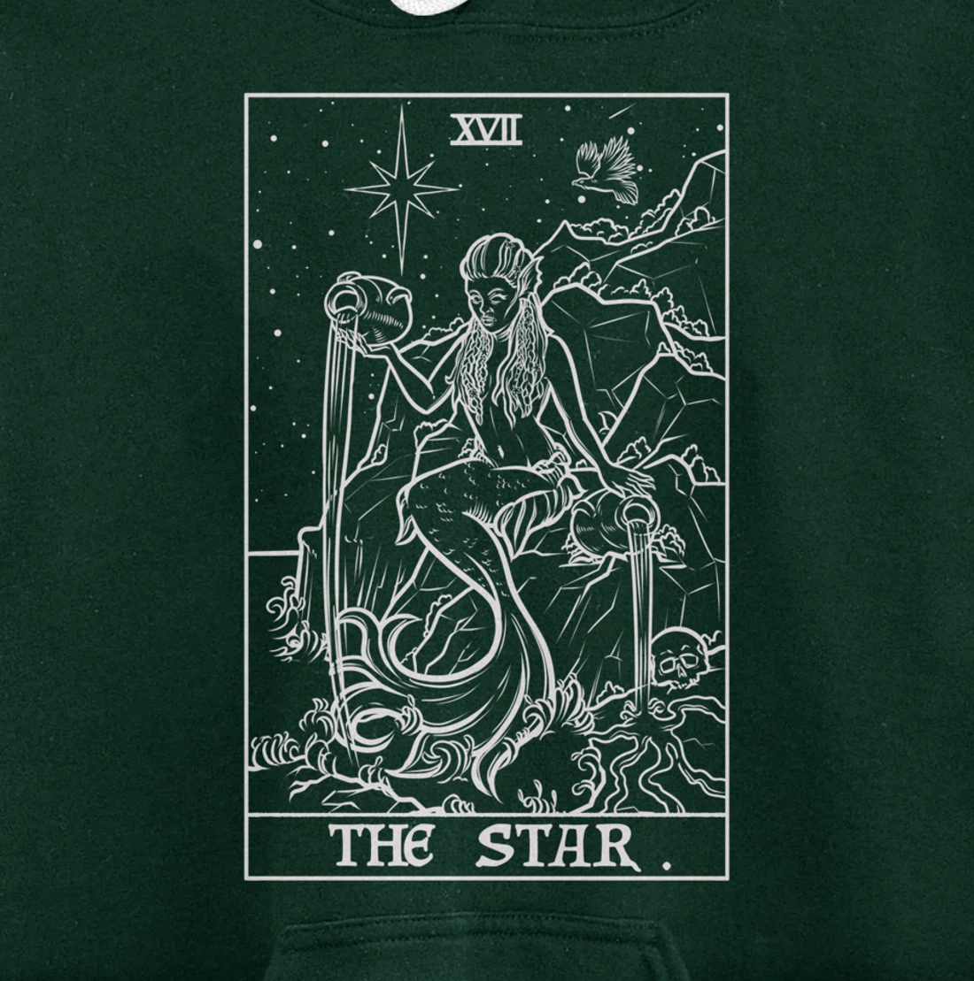 The Star Tarot Card Siren Mermaid Gothic Witch Back Print Pullover Hoodie