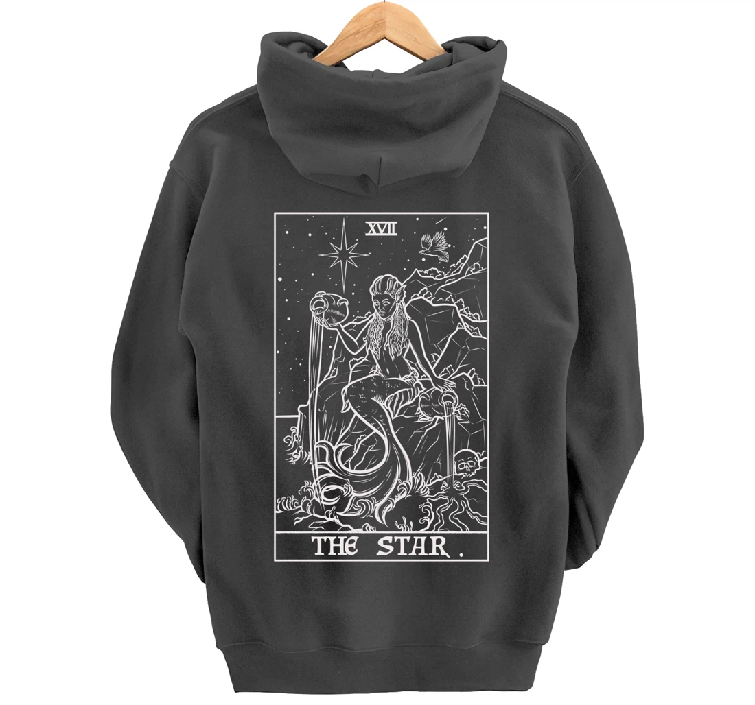 The Star Tarot Card Siren Mermaid Gothic Witch Back Print Pullover Hoodie