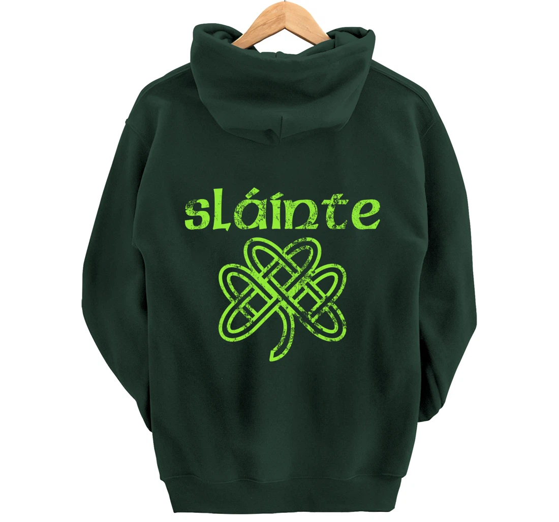 Vintage Slainte Cute Cheers Good Health Fun St Patricks Day Pullover Hoodie