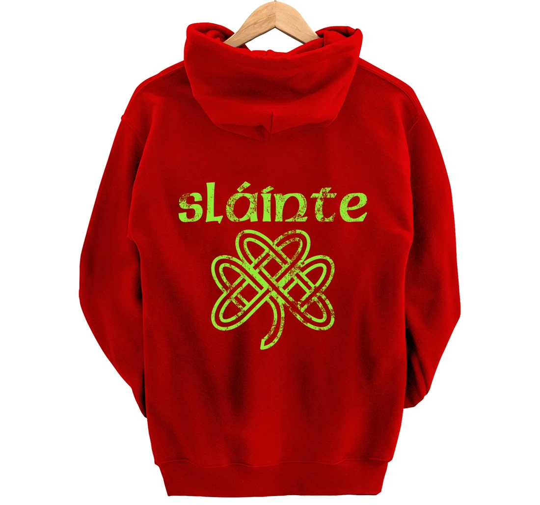 Vintage Slainte Cute Cheers Good Health Fun St Patricks Day Pullover Hoodie