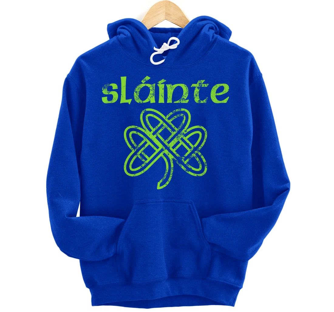Vintage Slainte Cute Cheers Good Health Fun St Patricks Day Pullover Hoodie