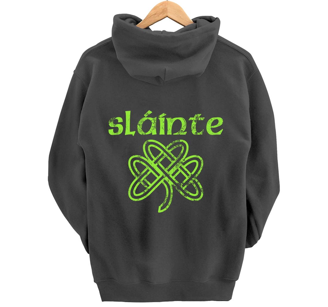 Vintage Slainte Cute Cheers Good Health Fun St Patricks Day Pullover Hoodie