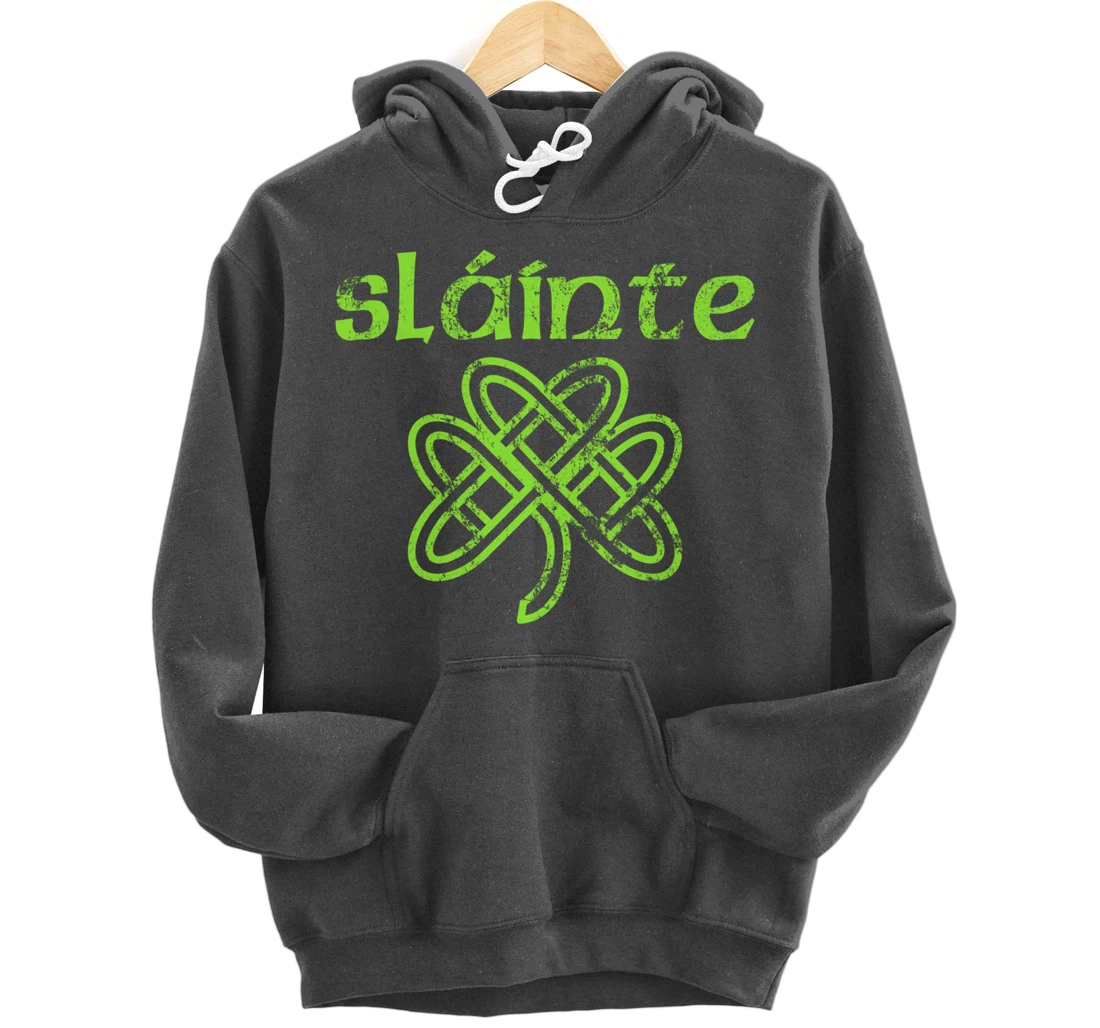 Vintage Slainte Cute Cheers Good Health Fun St Patricks Day Pullover Hoodie