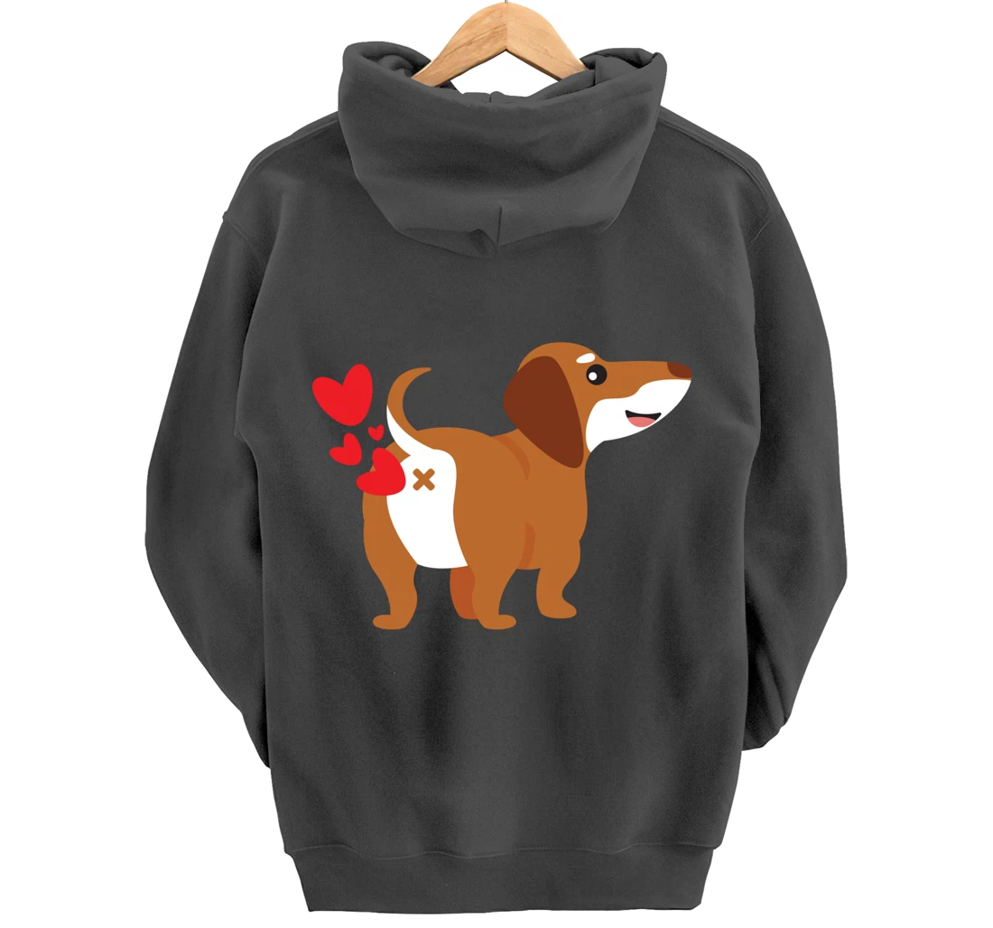 Dachshund Hearts Funny Cute Valentines Day Gift Pullover Hoodie