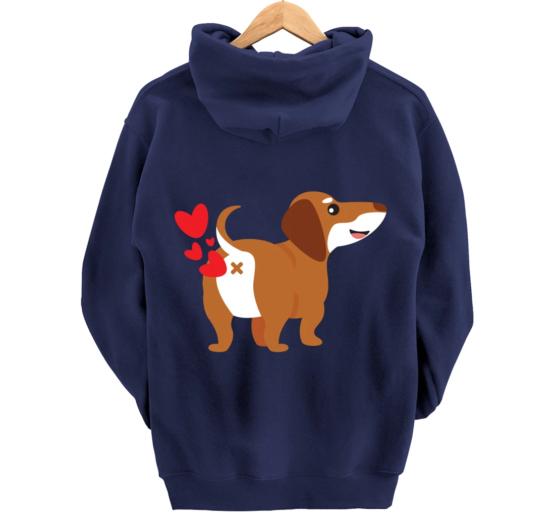 Dachshund Hearts Funny Cute Valentines Day Gift Pullover Hoodie