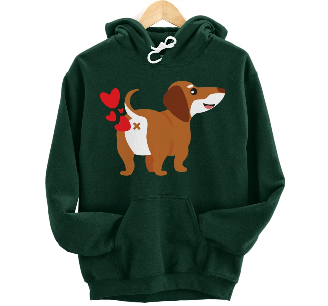 Dachshund Hearts Funny Cute Valentines Day Gift Pullover Hoodie