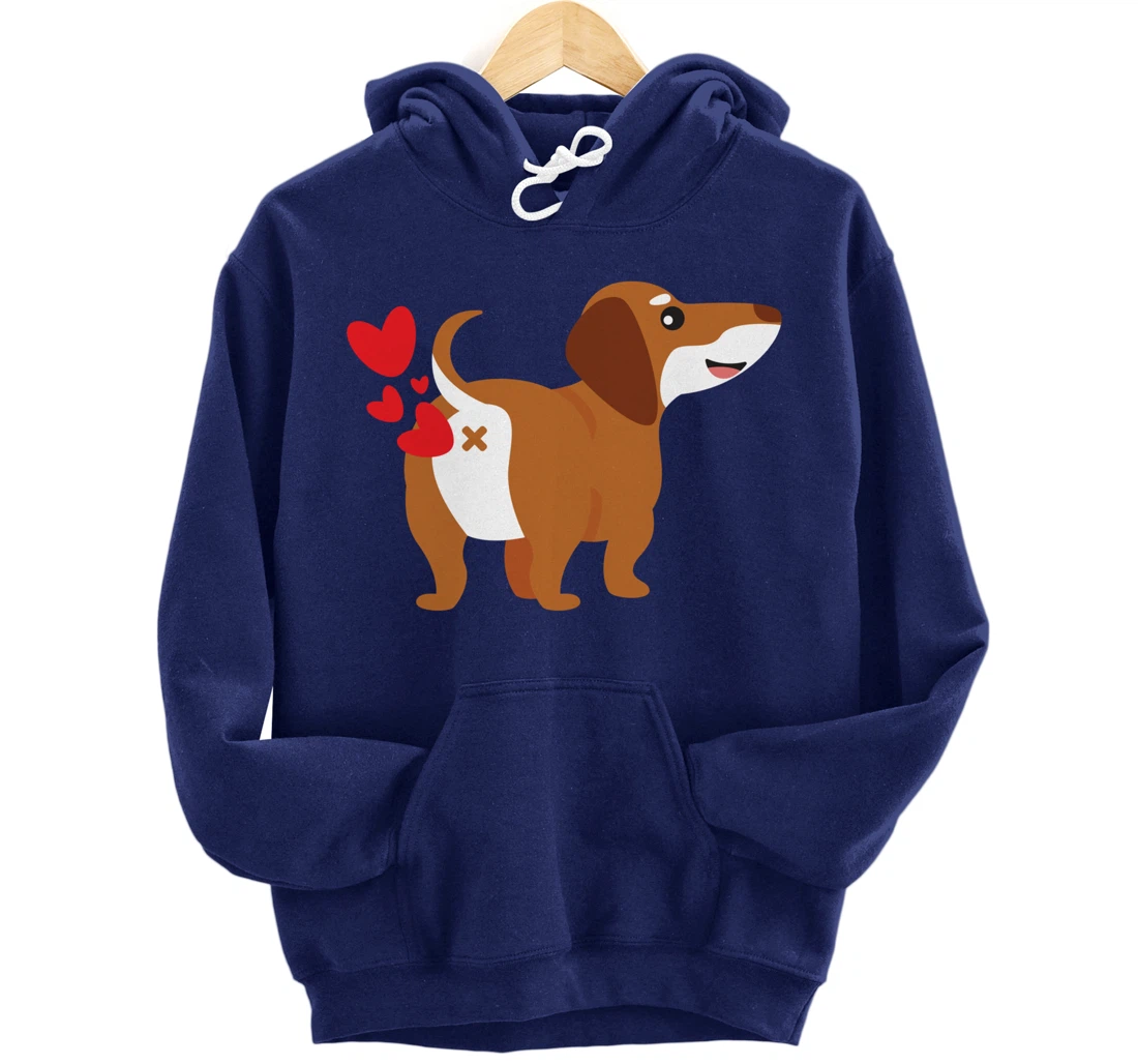Dachshund Hearts Funny Cute Valentines Day Gift Pullover Hoodie