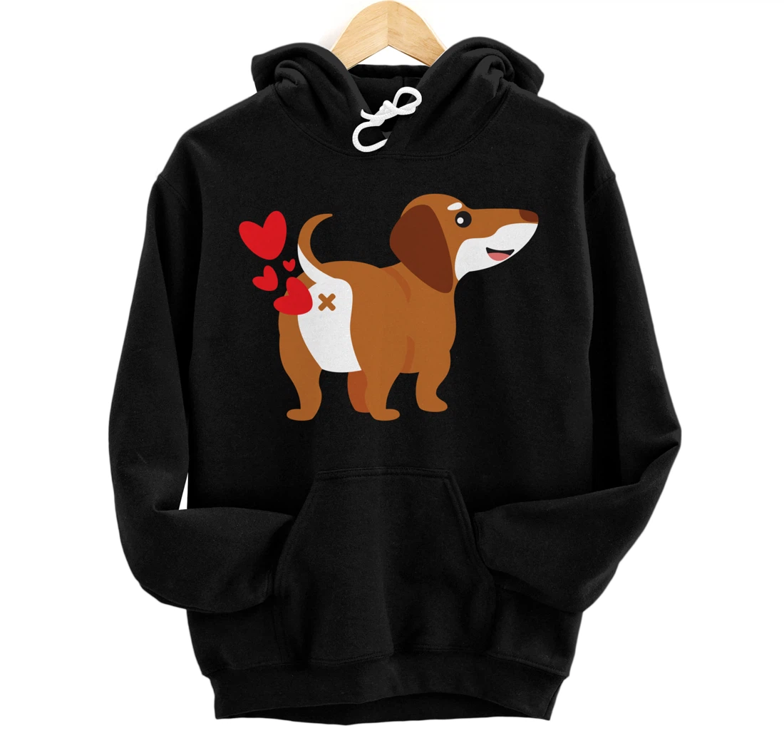 Dachshund Hearts Funny Cute Valentines Day Gift Pullover Hoodie