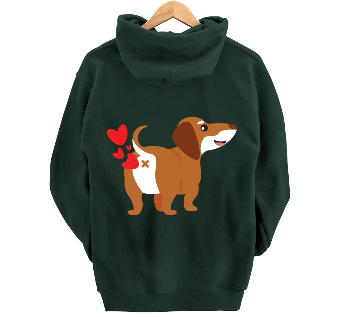 Dachshund Hearts Funny Cute Valentines Day Gift Pullover Hoodie
