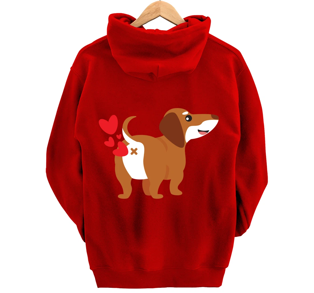 Dachshund Hearts Funny Cute Valentines Day Gift Pullover Hoodie