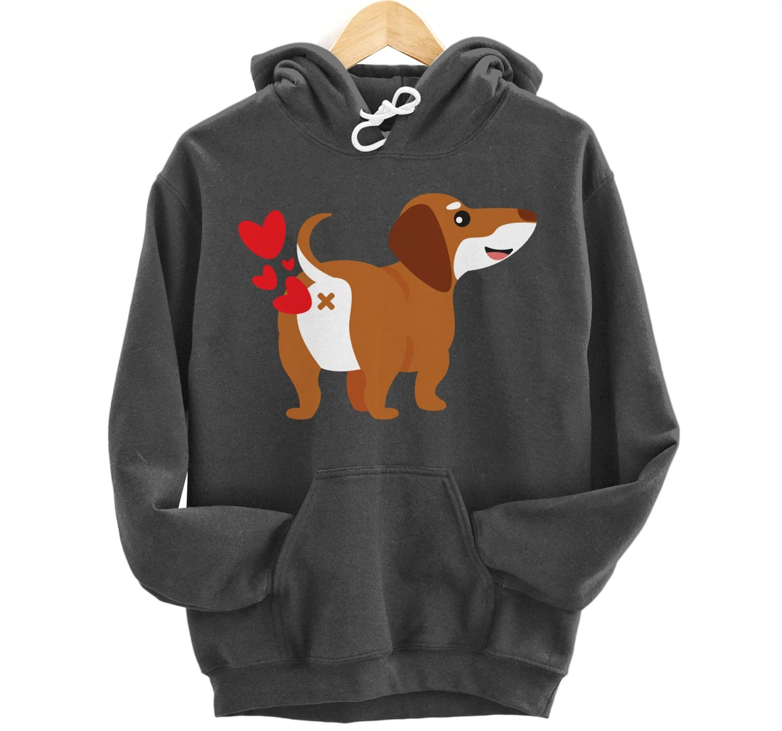 Dachshund Hearts Funny Cute Valentines Day Gift Pullover Hoodie