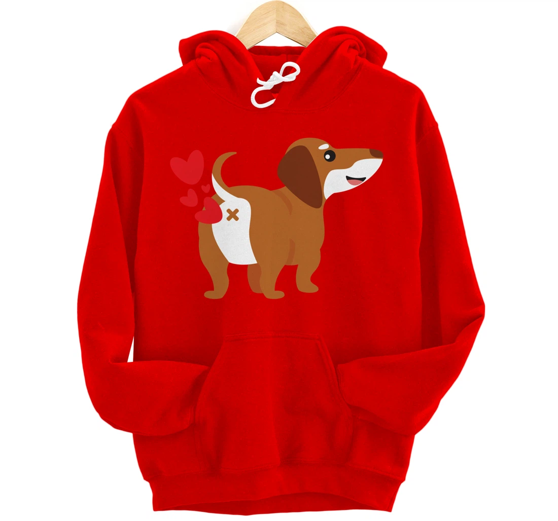 Dachshund Hearts Funny Cute Valentines Day Gift Pullover Hoodie