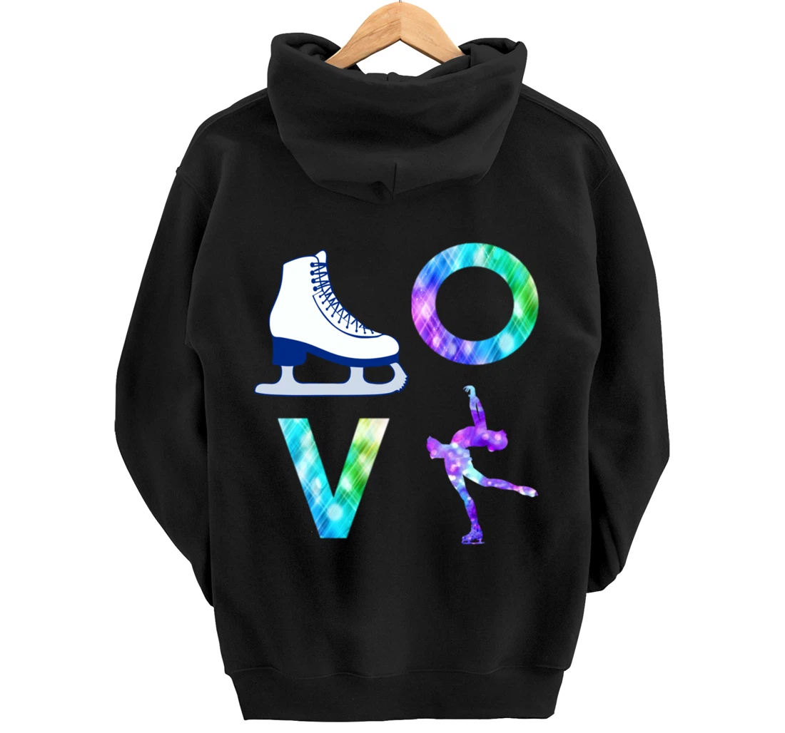 Love Figure Skating Ice Skater Gift Girls Pullover Hoodie