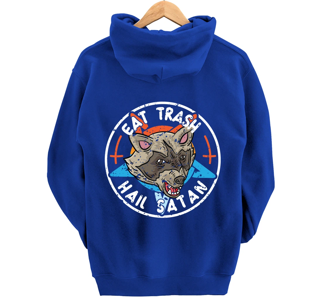 Eat Trash Hail Satan Raccoon Pentagram Satanic Garbage Gang Pullover Hoodie