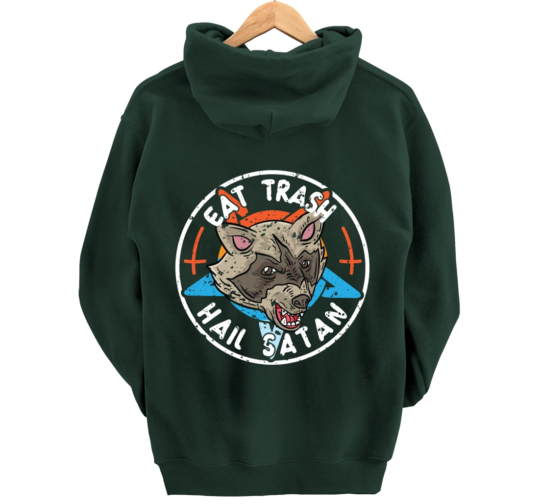 Eat Trash Hail Satan Raccoon Pentagram Satanic Garbage Gang Pullover Hoodie