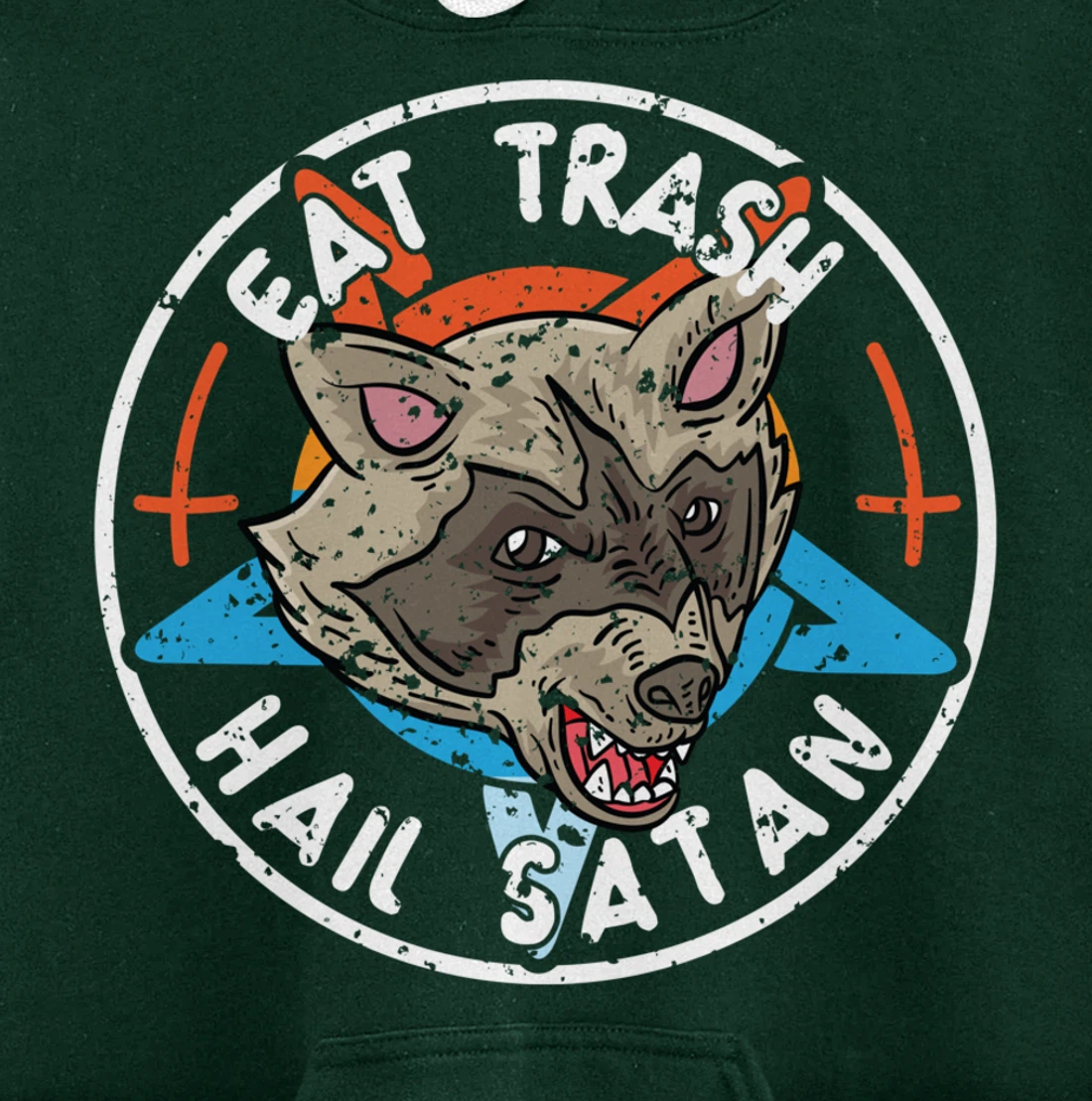 Eat Trash Hail Satan Raccoon Pentagram Satanic Garbage Gang Pullover Hoodie