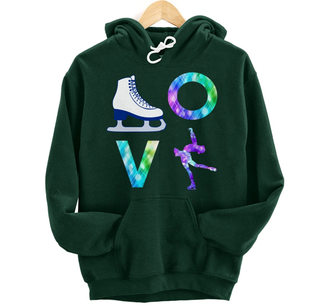 Love Figure Skating Ice Skater Gift Girls Pullover Hoodie