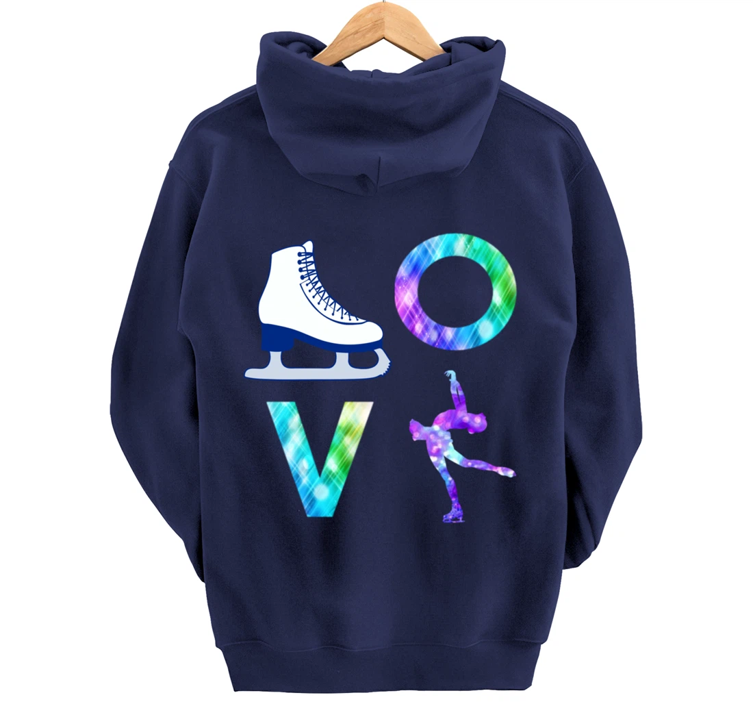 Love Figure Skating Ice Skater Gift Girls Pullover Hoodie