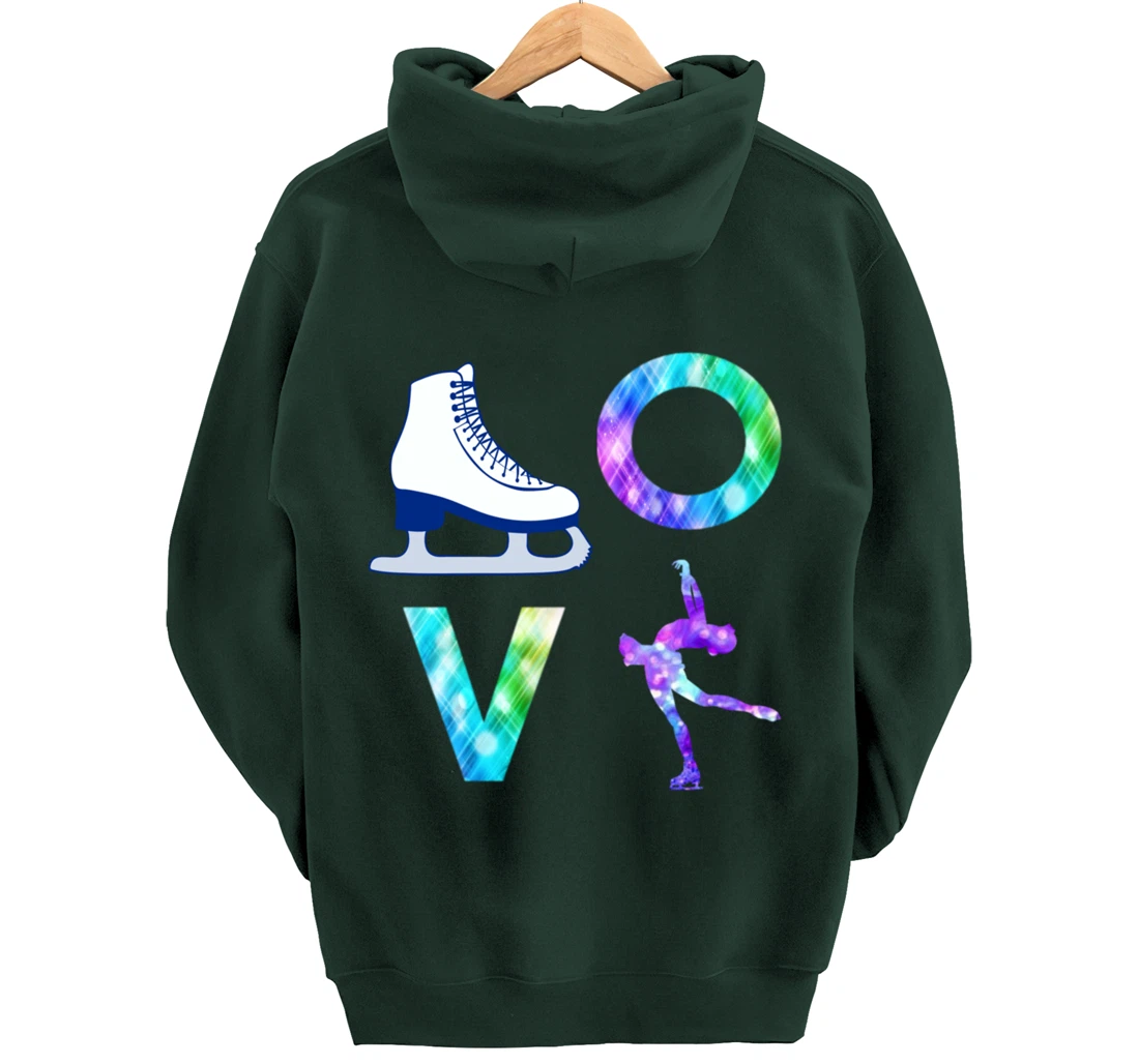 Love Figure Skating Ice Skater Gift Girls Pullover Hoodie