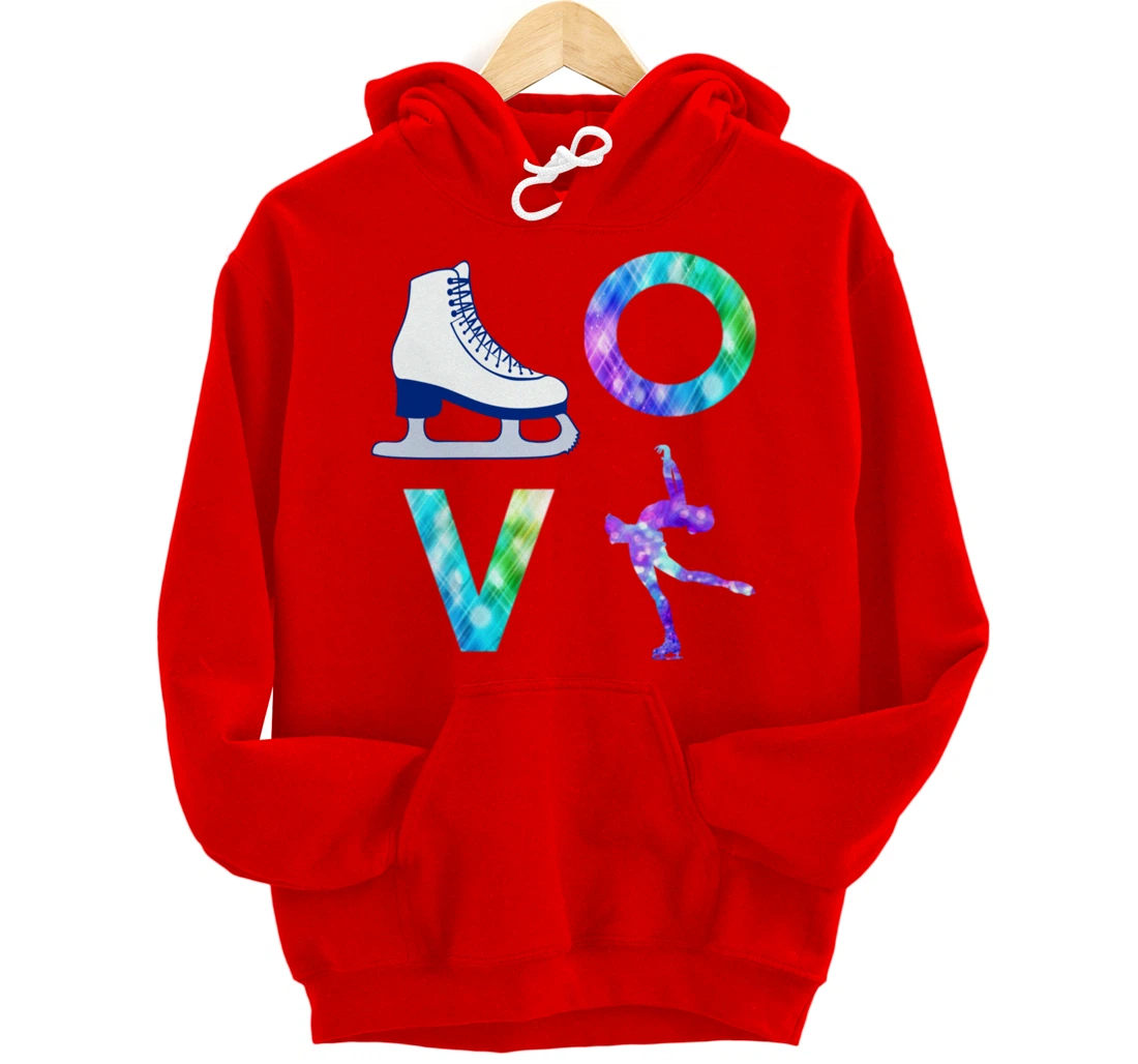 Love Figure Skating Ice Skater Gift Girls Pullover Hoodie