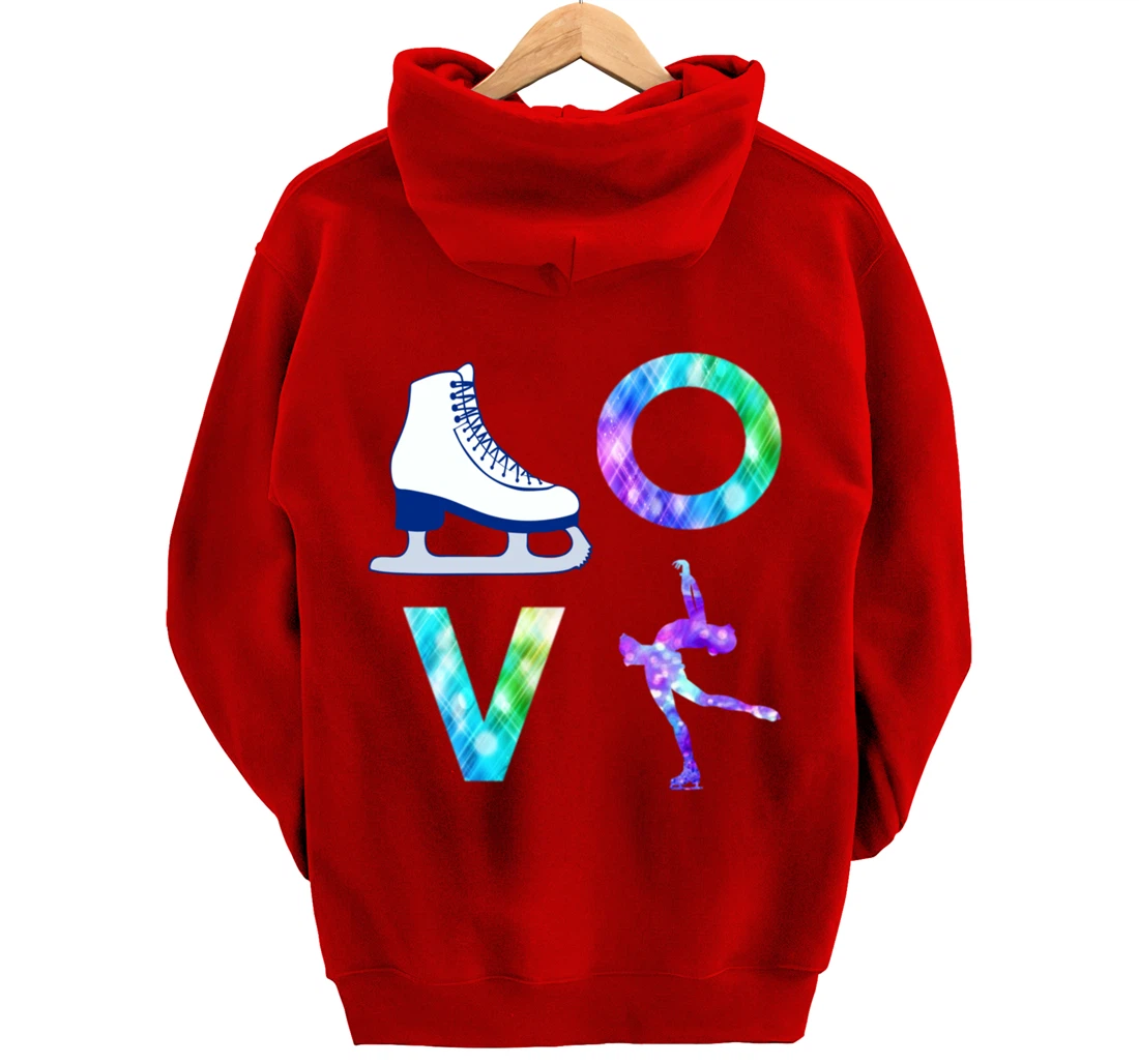 Love Figure Skating Ice Skater Gift Girls Pullover Hoodie