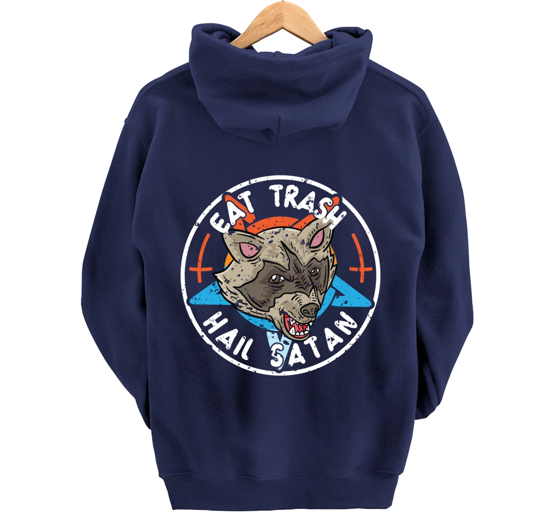 Eat Trash Hail Satan Raccoon Pentagram Satanic Garbage Gang Pullover Hoodie